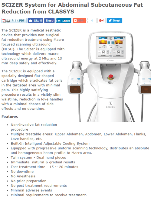 SCIZER System For Abdominal Subcutaneous Fat Reduction From CLASSYS